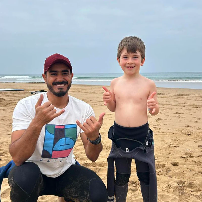 surf lesson for kid with elhatisurf in Morocco